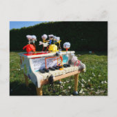 Fubby's op piano die muziek maken en dansen. briefkaart (Voorkant)