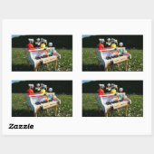 Fubby's op piano die muziek maken en dansen. rechthoekige sticker (Vel)