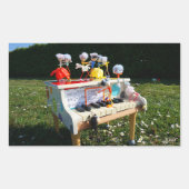 Fubby's op piano die muziek maken en dansen. rechthoekige sticker (Voorkant)