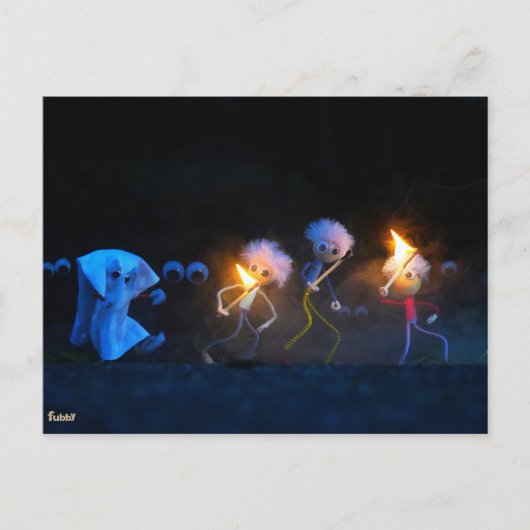 Fubby's op spooktocht, halloween grap. briefkaart (Voorkant)