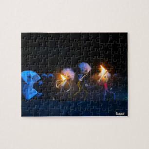 Fubby's op spooktocht, halloween grap. legpuzzel