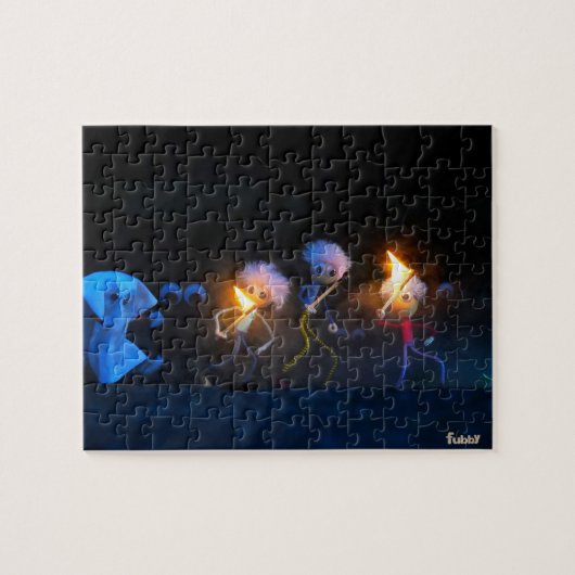 Fubby's op spooktocht, halloween grap. legpuzzel (Horizontaal)