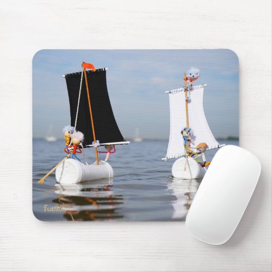 Fubby's op zee tegen plastic vervuiling. muismat (Met muis)