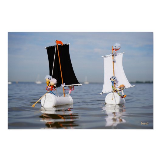 Fubby's op zee tegen plastic vervuiling. perfect poster (Voorkant)