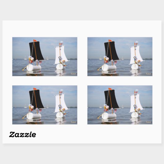 Fubby's op zee tegen plastic vervuiling. rechthoekige sticker (Vel)