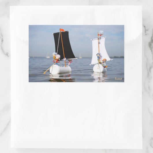 Fubby's op zee tegen plastic vervuiling. rechthoekige sticker (Tas)