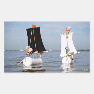 Fubby's op zee tegen plastic vervuiling. rechthoekige sticker