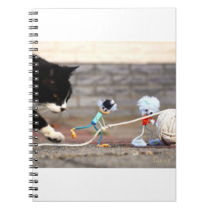 Fubby's spelen met bol touw en Poes Ping. Notitieboek