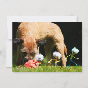 Fubby's stier scene spelend met een Hond. Notitiekaartje