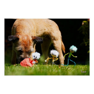 Fubby's stier scene spelend met een Hond. Perfect Poster