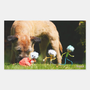 Fubby's stier scene spelend met een Hond. Rechthoekige Sticker