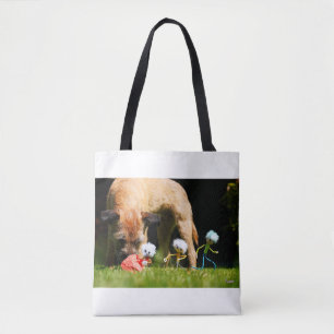 Fubby's stier scene spelend met een Hond. Tote Bag