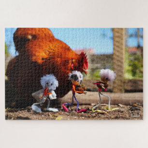 Fubby's voeren de kip met walnoot schalen vol voer legpuzzel