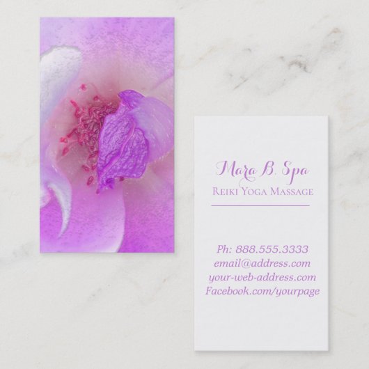 *~* Fuchia Pink Lavender Violet Roos Floral Spa Visitekaartje (Voorkant / Achterkant)