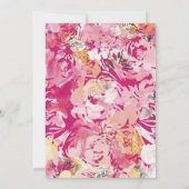 Fuchia Roze & Blush Waterverf Bloemenboog Bruiloft Kaart (Achterkant)