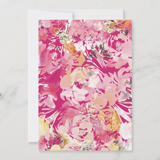 Fuchia Roze & Blush Waterverf Bloemenboog Bruiloft Kaart (Achterkant)