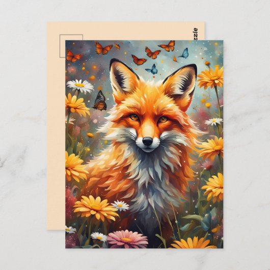 Fuchs auf der Wiese Briefkaart (Voorkant / Achterkant)