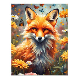 Fuchs auf der Wiese Foto Afdruk