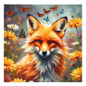 Fuchs auf der Wiese Foto Afdruk (Voorkant)