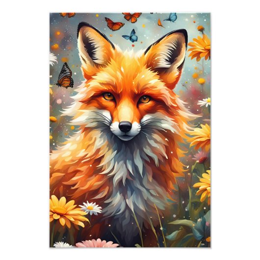 Fuchs auf der Wiese Foto Afdruk (Voorkant)