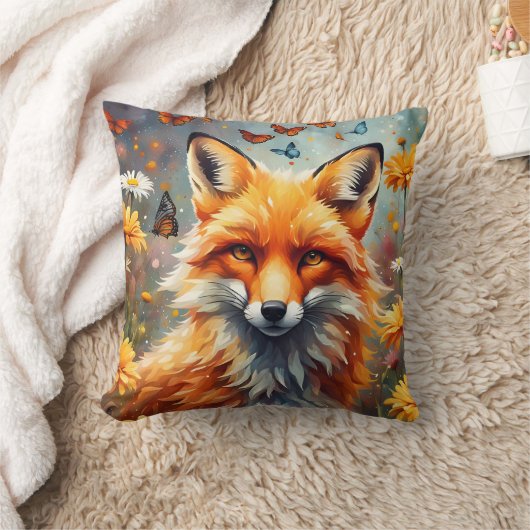 Fuchs auf der Wiese Kussen (Deken)