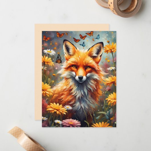 Fuchs auf der Wiese Notitiekaartje (Voorkant / Achterkant in situ)