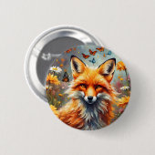 Fuchs auf der Wiese Ronde Button 5,7 Cm (Voorkant /achterkant)