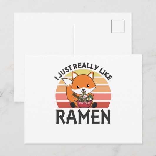 Fuchs ik hou echt van Ramen Sweet Kawaii Noodle Briefkaart (Voorkant / Achterkant)