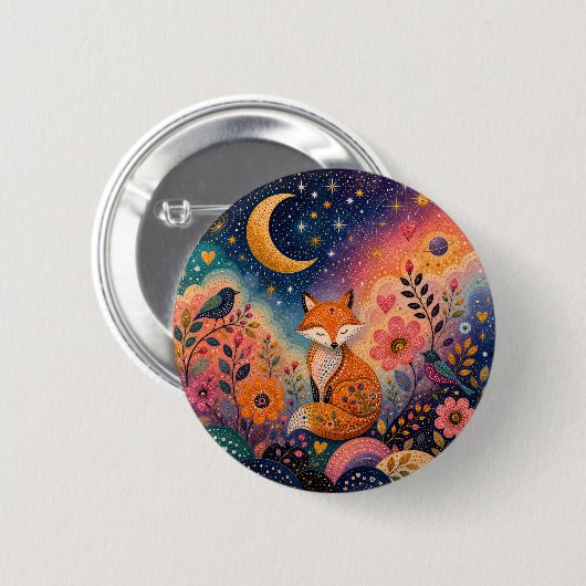 Fuchs im Sternengarten Ronde Button 5,7 Cm (Voorkant /achterkant)