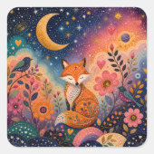 Fuchs im Sternengarten Vierkante Sticker (Voorkant)