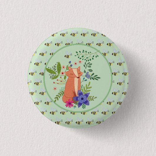 Fuchs im Wald Ronde Button 3,2 Cm (Voorkant)