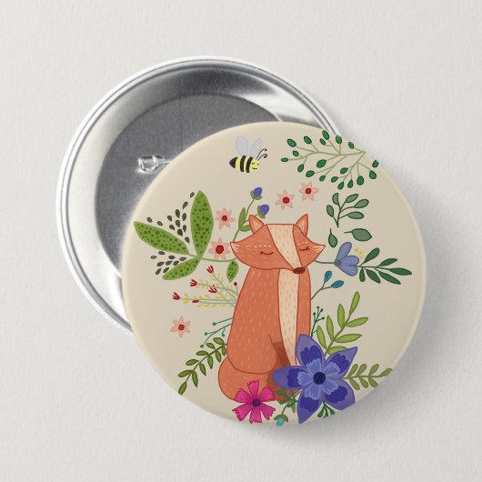 Fuchs im Wald Ronde Button 7,6 Cm (Voorkant /achterkant)