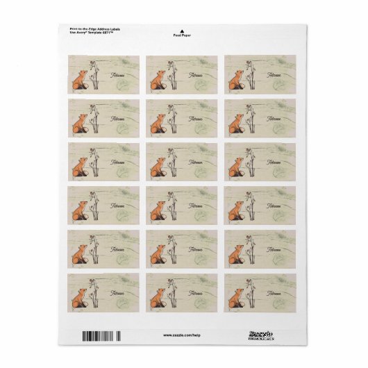 Fuchs und Rotkehlchen Etiket (Full Sheet)