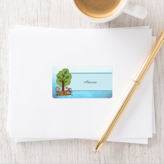 Fuchs unterm Baum Adressaufkleber Etiket (Insitu)