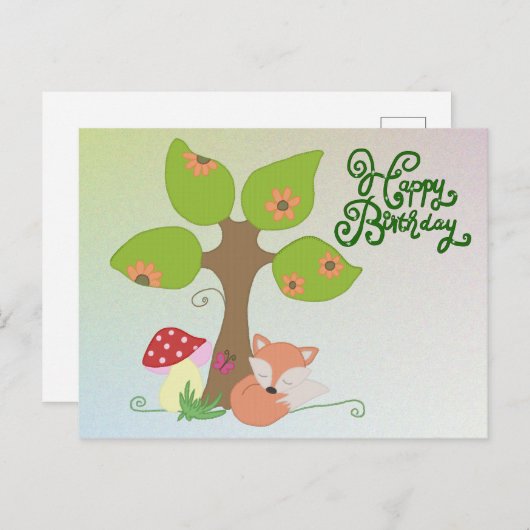 Fuchs unterm Baum Briefkaart (Voorkant / Achterkant)