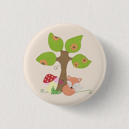 Fuchs unterm Baum Ronde Button 3,2 Cm (Voorkant)