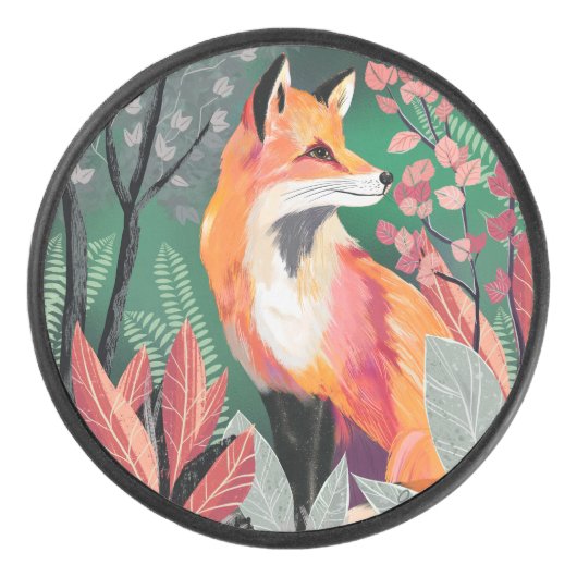 Fuchs Zauberwald Hand-Painted Nature Illustrations Hockey Puck (Voorkant)