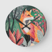 Fuchs Zauberwald Hand-Painted Nature Illustrations Ronde Klok (Voorkant)