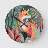 Fuchs Zauberwald Hand-Painted Nature Illustrations Ronde Klok (Voorkant)