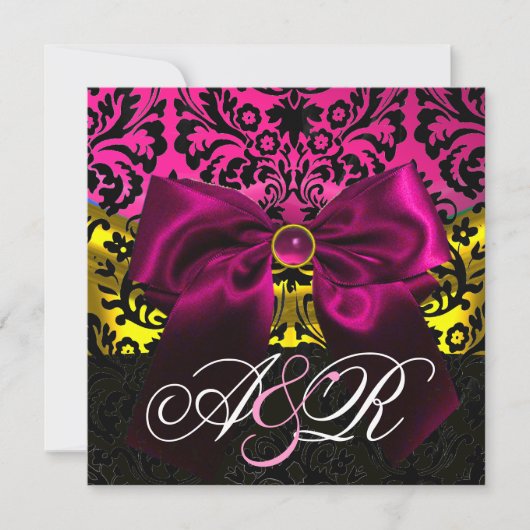 FUCHSA LINT GOLD ROZE ZWART DAMAST MONOGRAM KAART (Voorkant)