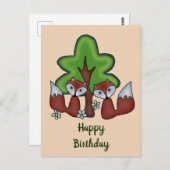 Füchse mit Baum Briefkaart (Voorkant / Achterkant)
