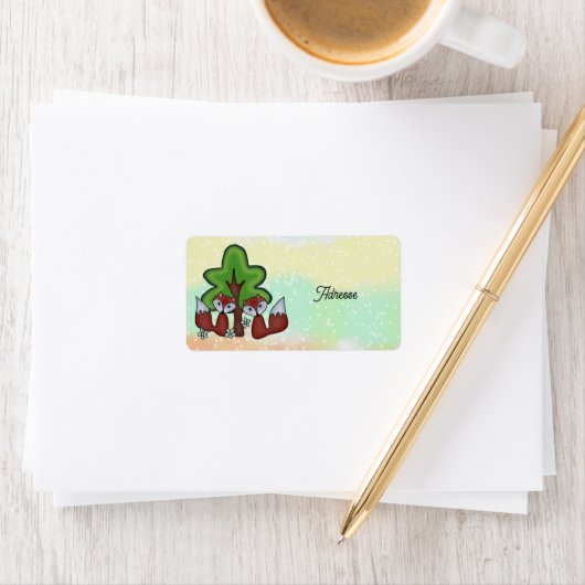 Füchse mit Baum Etiket (Insitu)