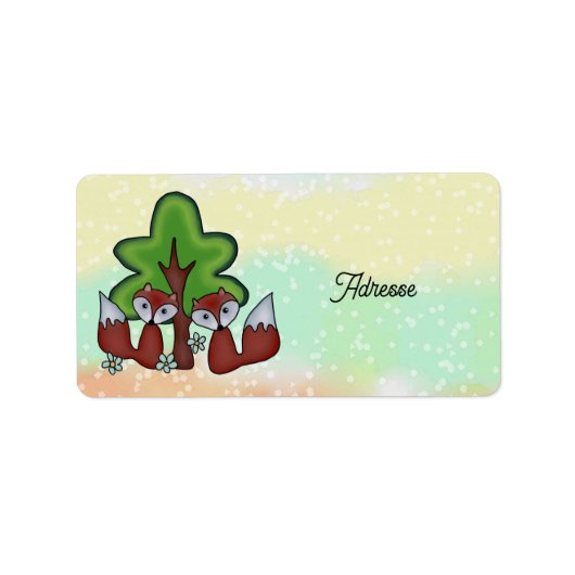 Füchse mit Baum Etiket (Voorkant)