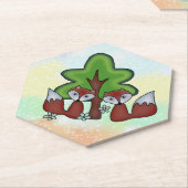 Füchse mit Baum  Kartonnen Onderzetters (Schuin)