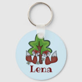 Füchse mit Baum, personalisiert Sleutelhanger (Voorkant)