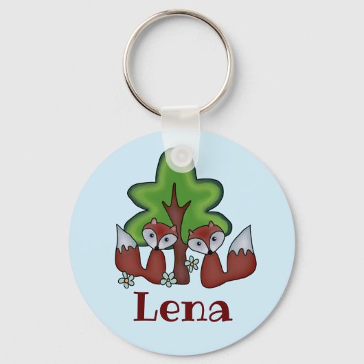 Füchse mit Baum, personalisiert Sleutelhanger (Voorkant)