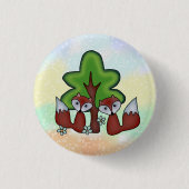 Füchse mit Baum Ronde Button 3,2 Cm (Voorkant)
