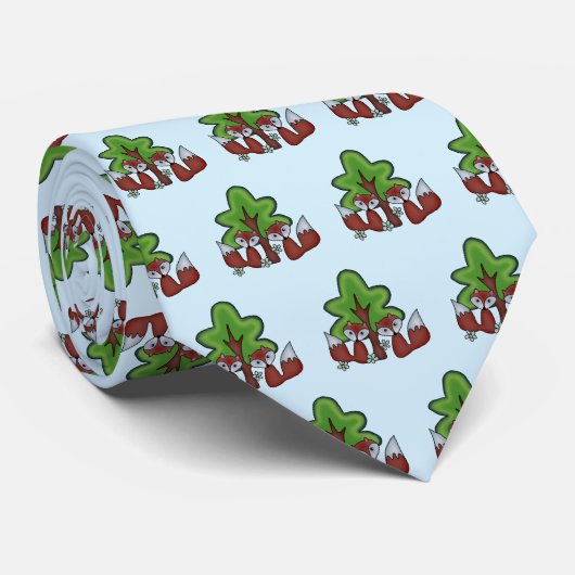 Füchse mit Baum Stropdas (Opgerold)