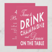 Fuchsia 40th Birthday Time to Drink Champagne Kaart (Voorkant / Achterkant)