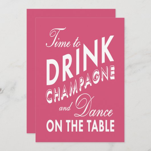 Fuchsia 40th Birthday Time to Drink Champagne Kaart (Voorkant / Achterkant)